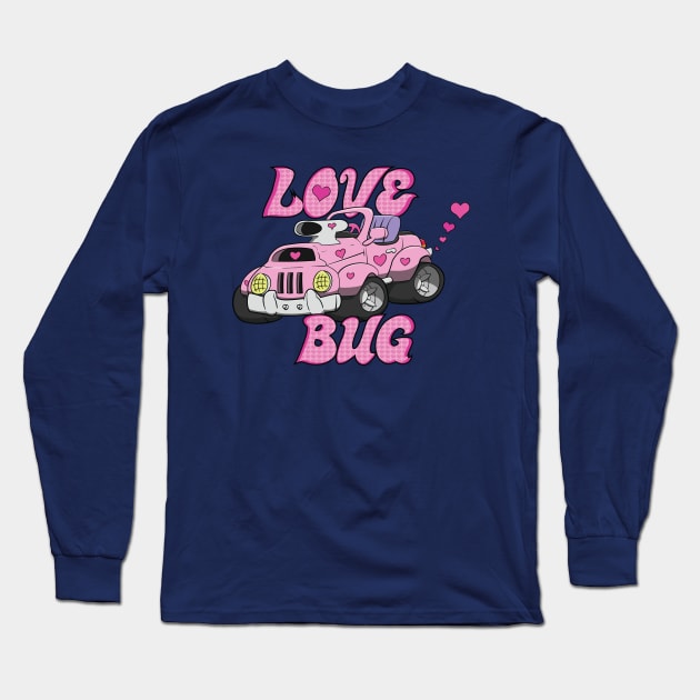 Love Bug Car Valentines Day Cartoon Long Sleeve T-Shirt by Dad n Son Designs